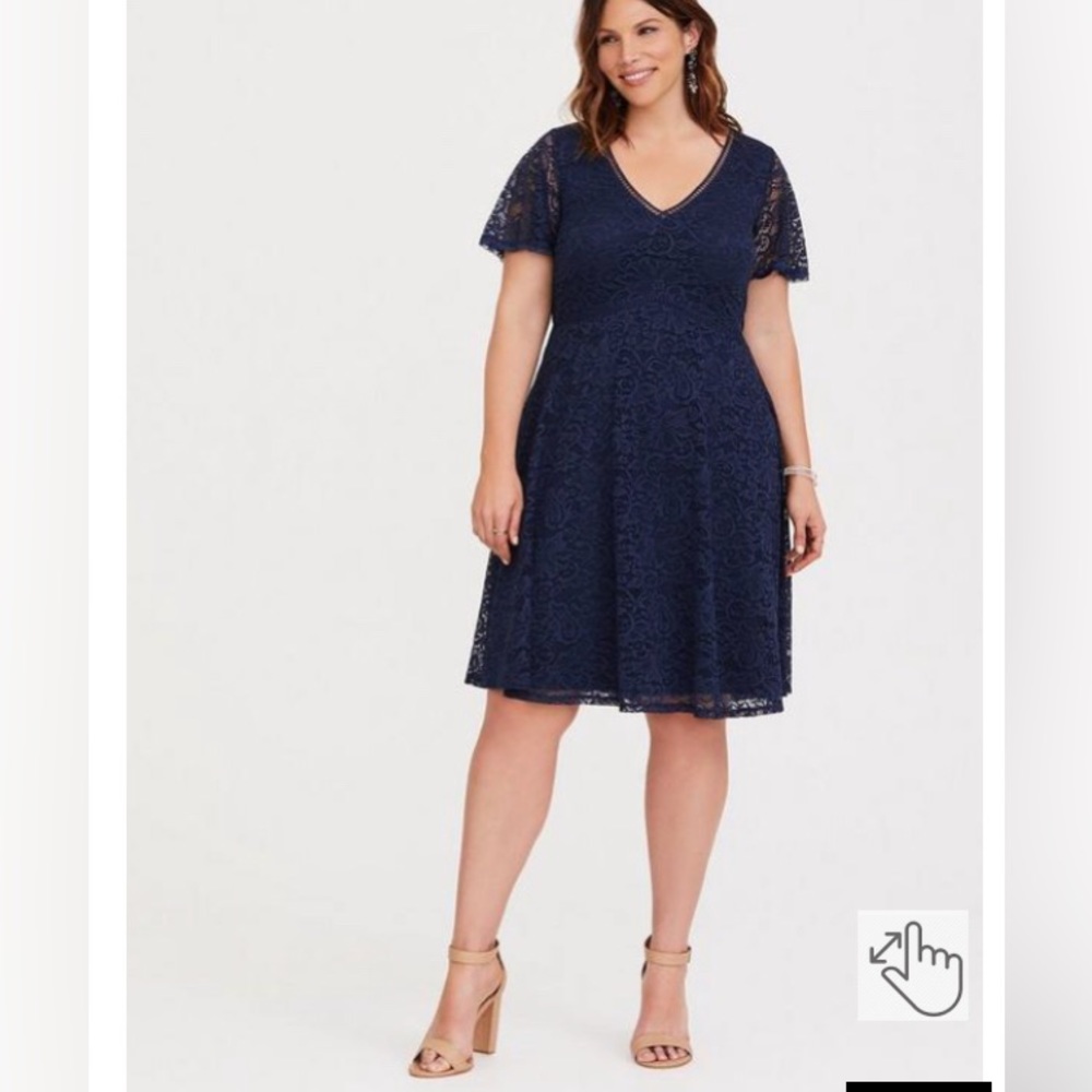 Torrid Navy V-neck Lace Midi Dress 26w